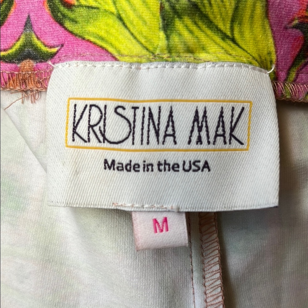Kristina Mak Leggings Pink Green Psychedelic Print New NWOT USA Medium Run Small - Picture 4 of 8